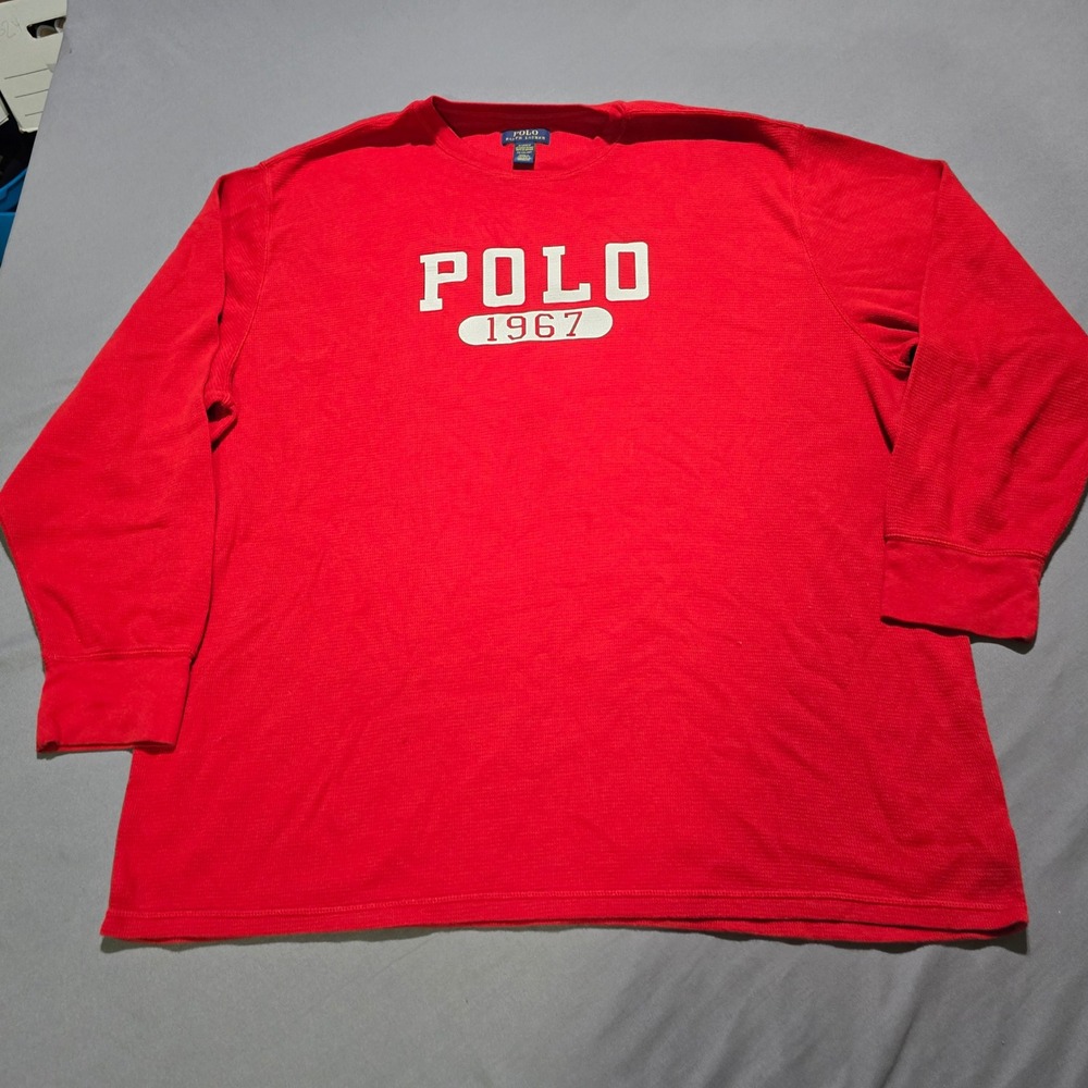 Polo Ralph Lauren Waffle Thermal Men 4X Red Long Sleeve 1967 Graphic Top